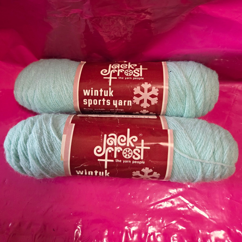 Jack Frost Wintuk Sports Yarn 2-ply Acrylic Baby Green Skein Lot 2 60611